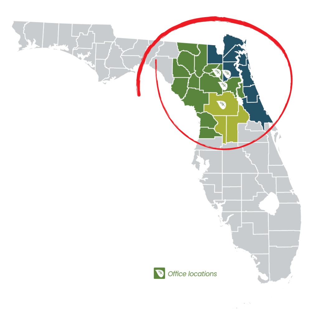Map of FL showing Legacy service areas