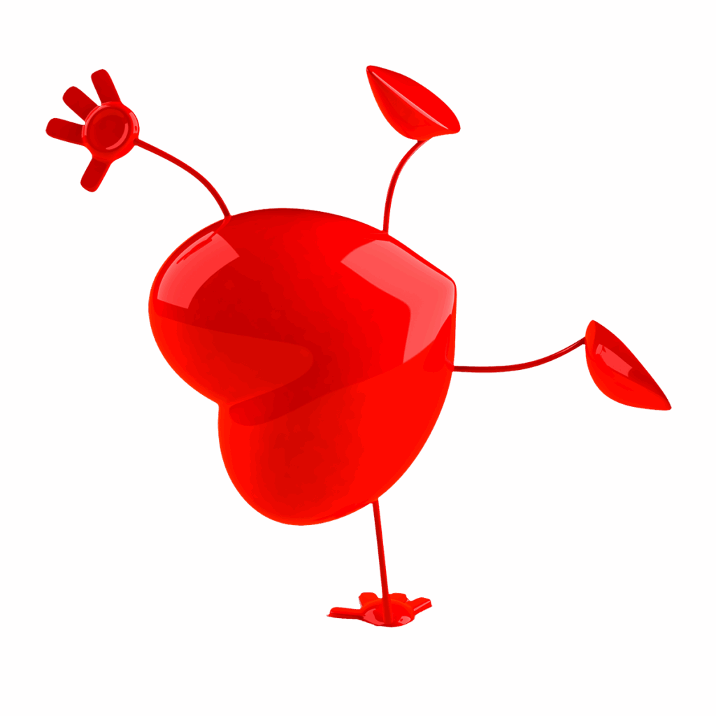 Cartoon heart doing a cartwheel