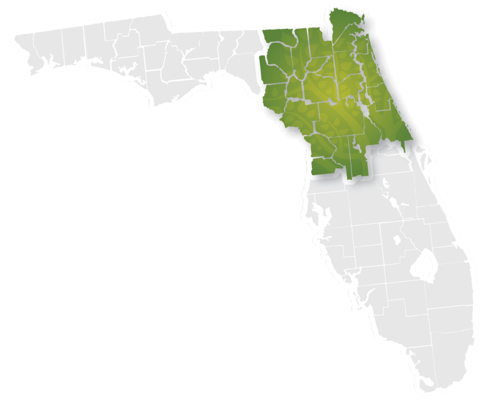 2025 Legacy Map Map of Florida highlighting counties served