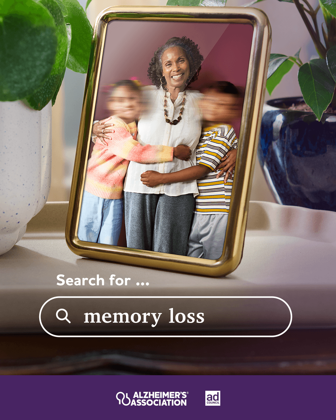 Alzheimers Awareness Campaign showing a blurry family photo