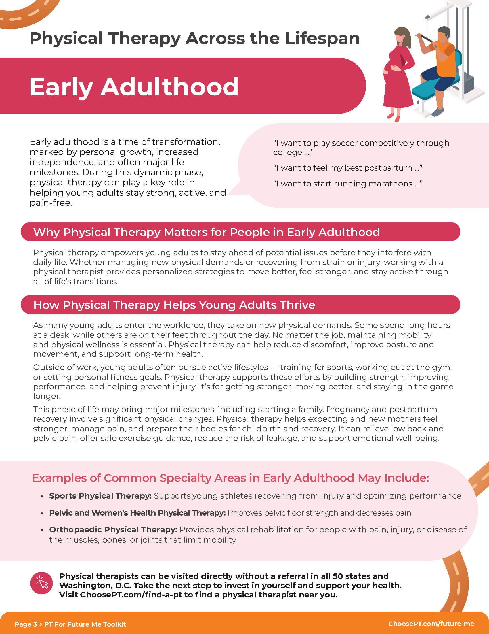 PDF flyer about physical therapy during Early Adulthood