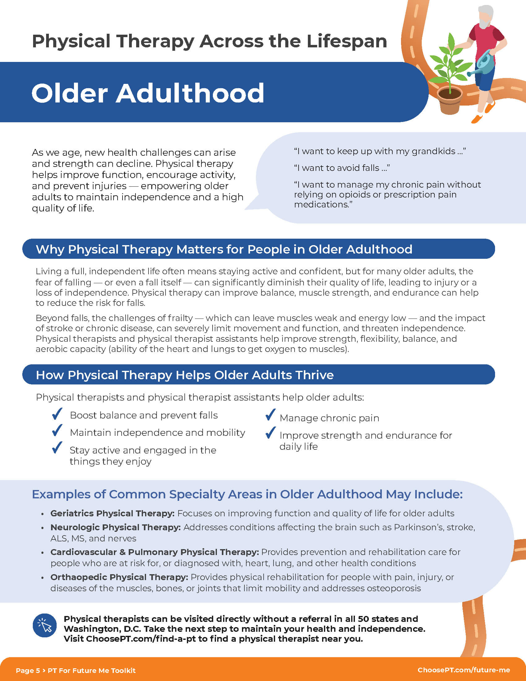 PDF flyer about physical therapy during Older Adulthood