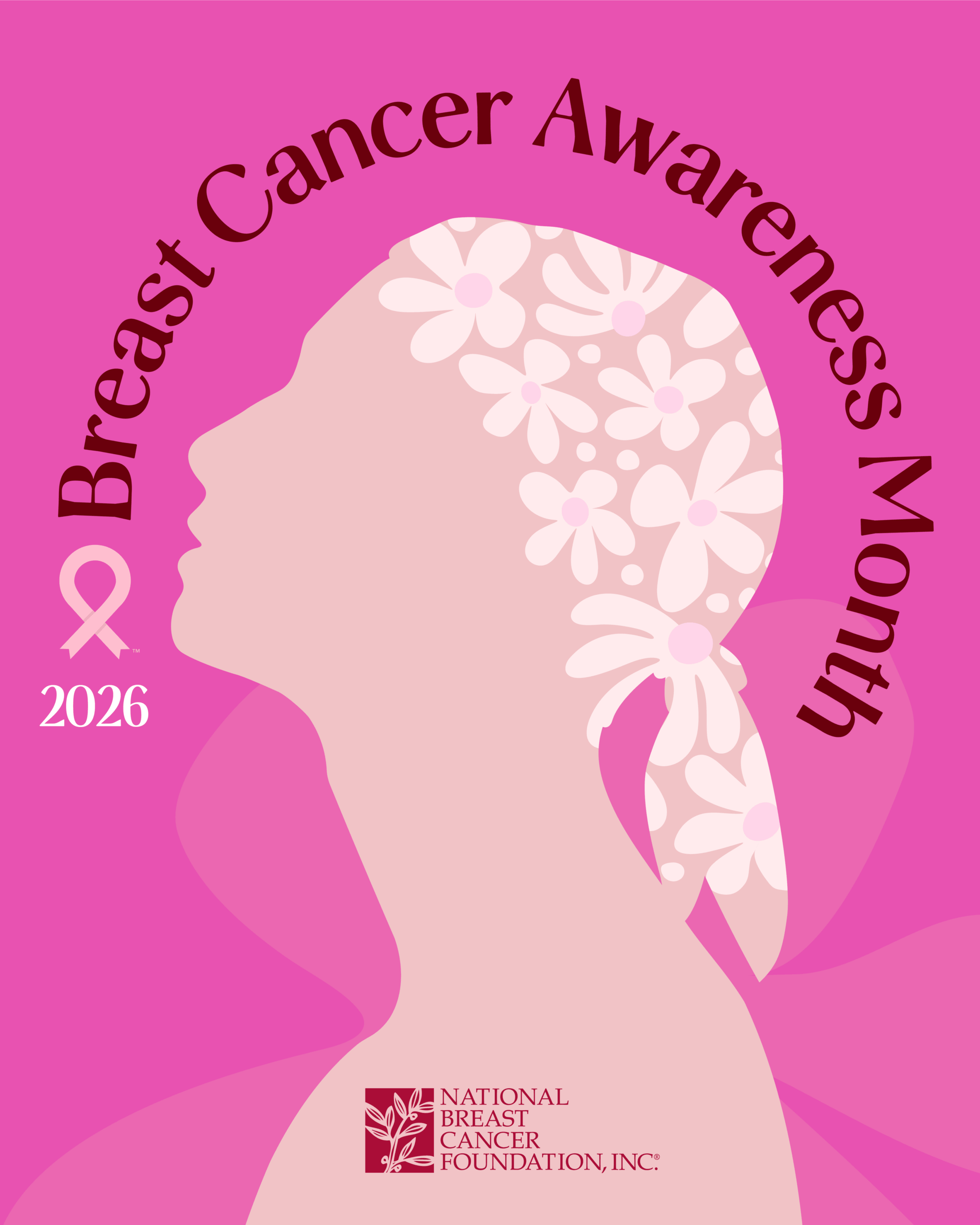 bcam-graphic-2-high-res-scaled Breast Cancer Awareness Month poster on bright pink paper with a side view silhouette of a woman wearing a bandana.